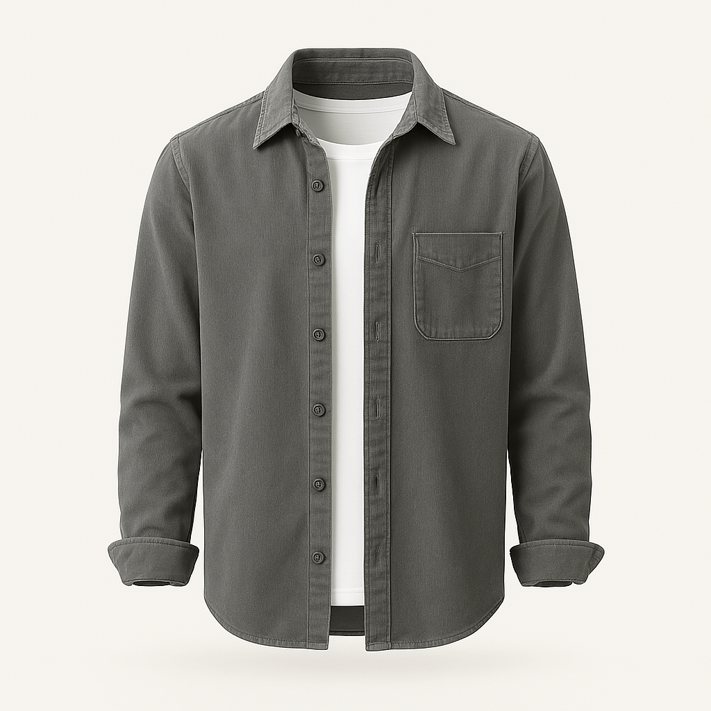 Men’s Corduroy Button-Up Shirt - Fashion Luxury Outlet
