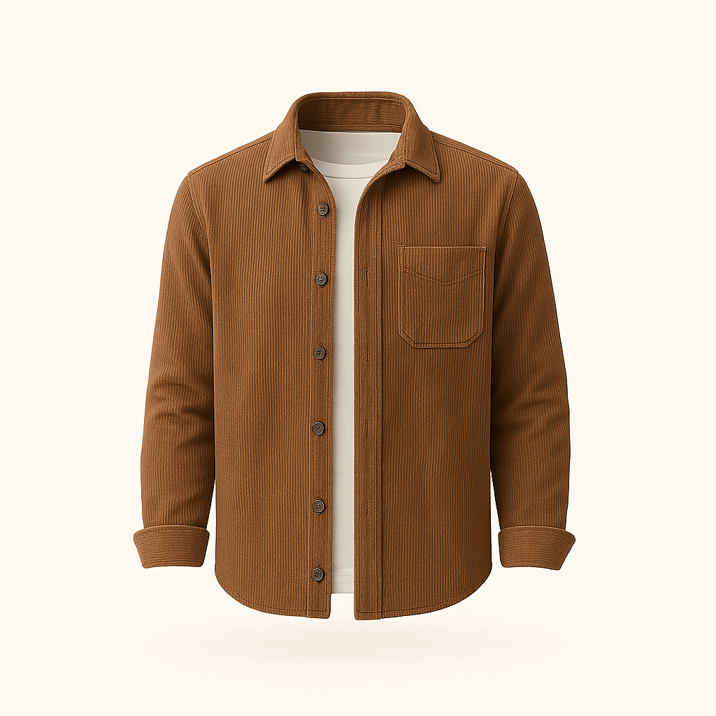 Men’s Corduroy Button-Up Shirt - Fashion Luxury Outlet