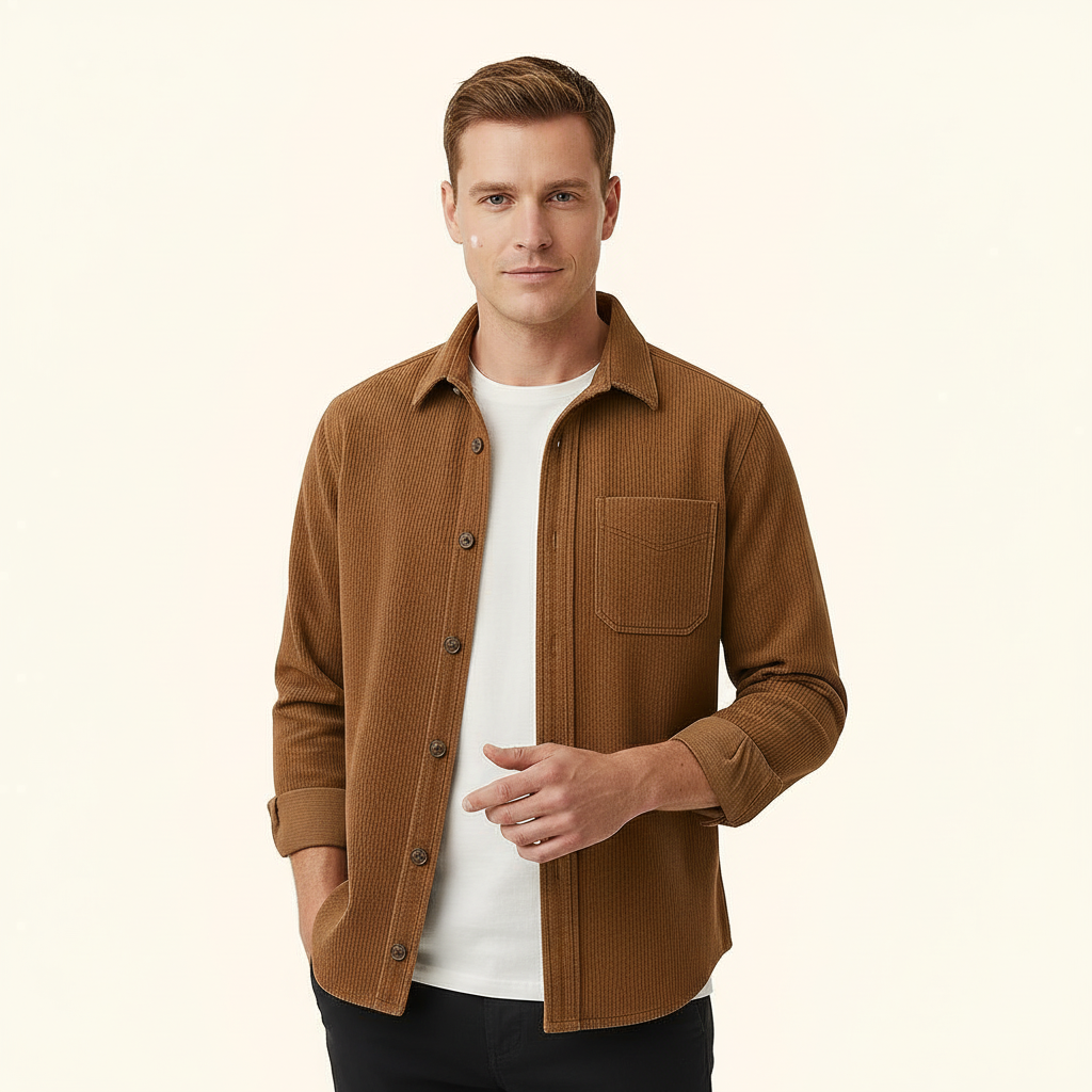 Men’s Corduroy Button-Up Shirt - Fashion Luxury Outlet