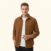 Men’s Corduroy Button-Up Shirt - Fashion Luxury Outlet